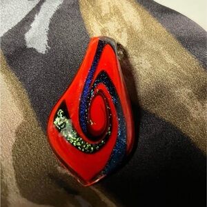 Elegant Red and Black Swirl Pendant